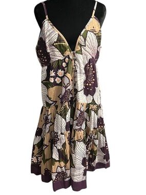 Chaudry KC Floral Mini Dress L Brown Purple
